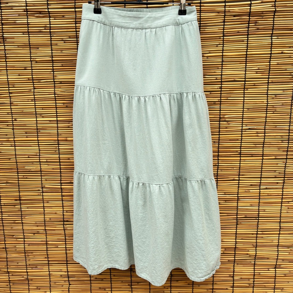 Matty M Sage Green Linen Blend Tiered Midi Skirt XL MB9356-837USOM